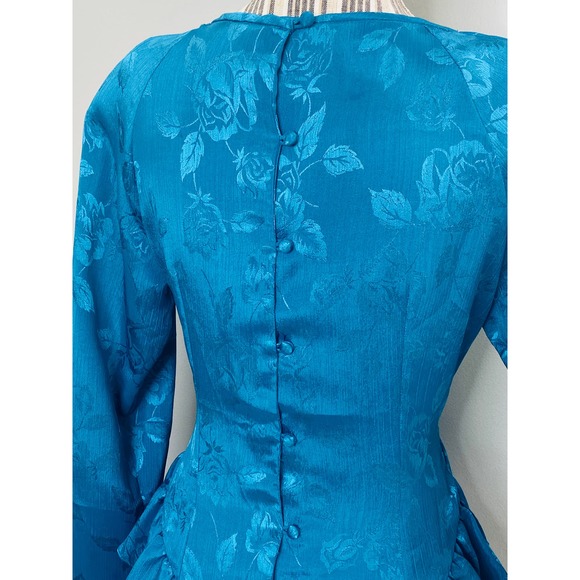 Vintage Justine Todd Floral Jacquard Peplum Sheath Dress Size 8 Cocktail Event - Picture 7 of 10